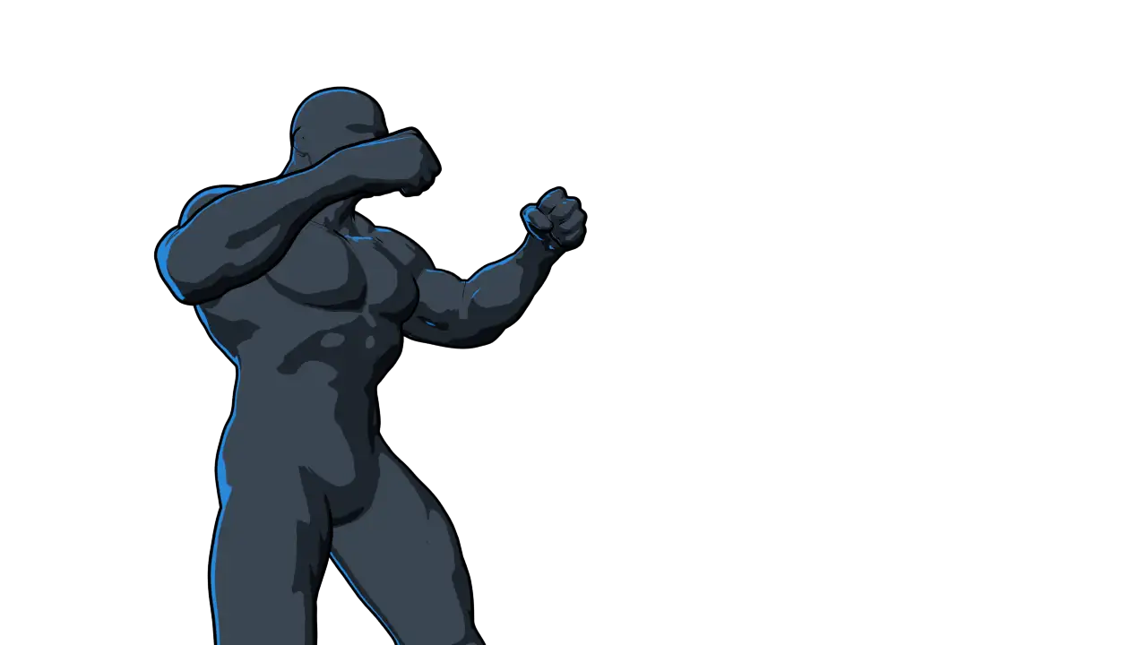 EQ 1 Fighting Dummy. Close on the torso from a low angle, the liver side in the light.